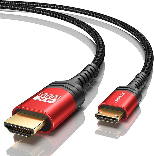 Miniatura 1 de JSAUX Cable mini HDMI a HDMI de 10 pies, carcasa de aluminio, trenzado Cable HDMI 2.0 de alta velocidad 4K 60Hz, compatible con cámara, videocámara,