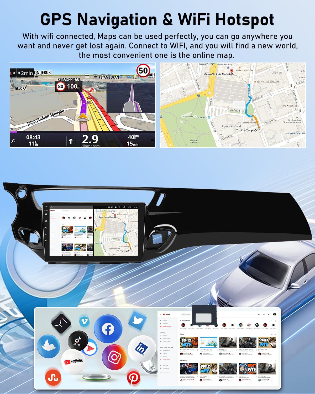 NHOPEEW Autoradio Android 2G+64G pour Citroën C3 2009-2016 - sans Fil Carplay & Android Auto - Stéréo Android 9 Pouces avec WiFi GPS FM RDS + AHD Caméra de recul&Mic