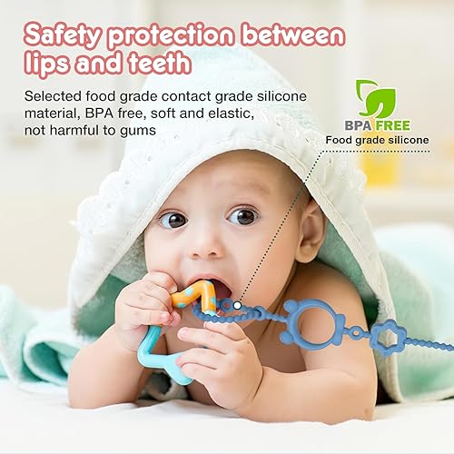 Miniatura 3 de Correas de juguete para bebé, 6 piezas ajustables para accesorios de cochecito, clip de silicona para chupete, correa esencial de viaje para bebé,