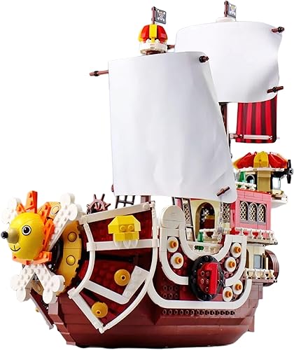 HI-REEKE Juego de bloques de construcción de barco pirata de anime, modelo de barco de batalla Thousand Sunny Brick Boat Battleship Model para