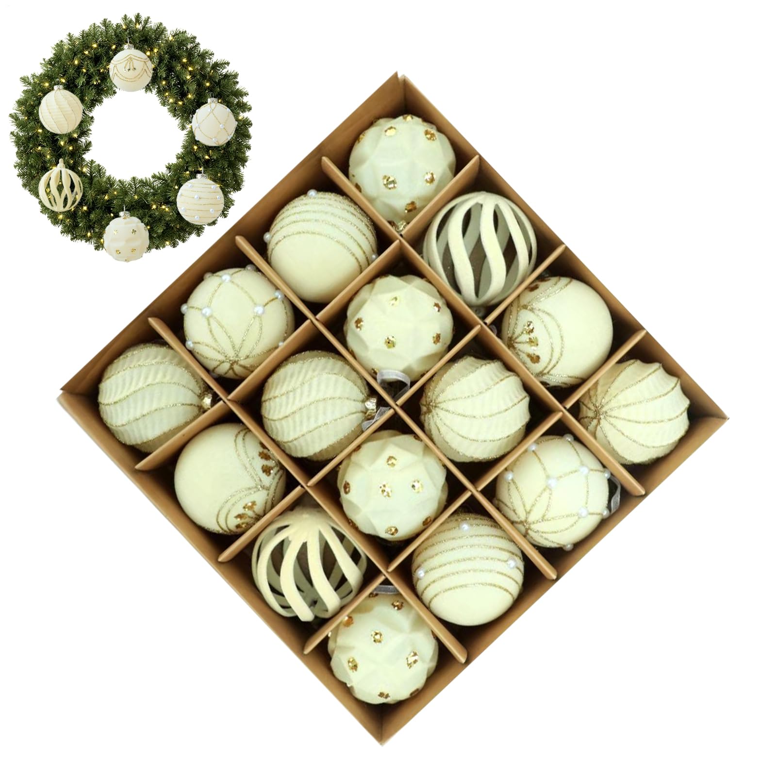Boules de sapin de Noël traditionnelles pour décoration festive de salon