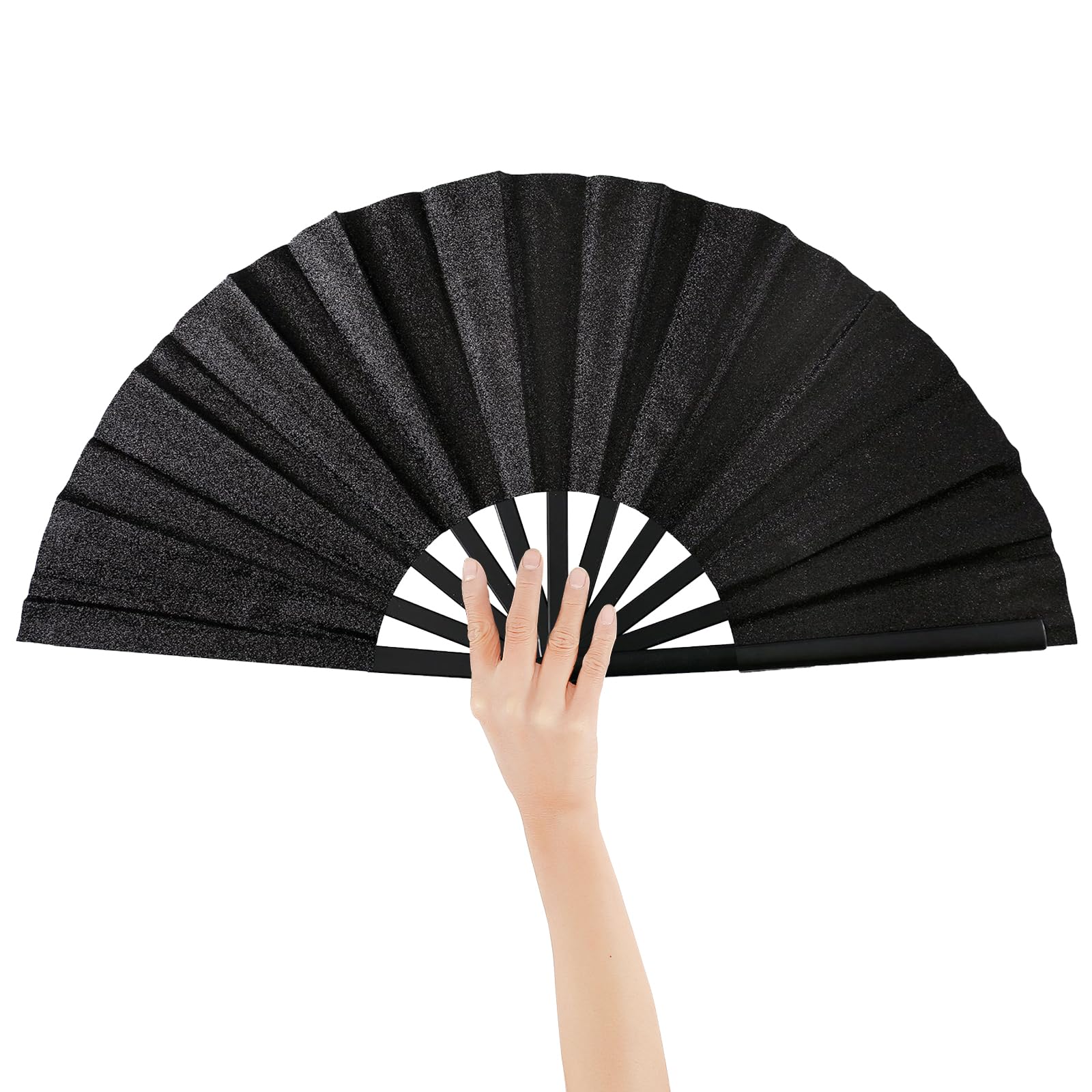 Amazon.com: QCWN Large Black Clack Glitter Folding Hand Fan