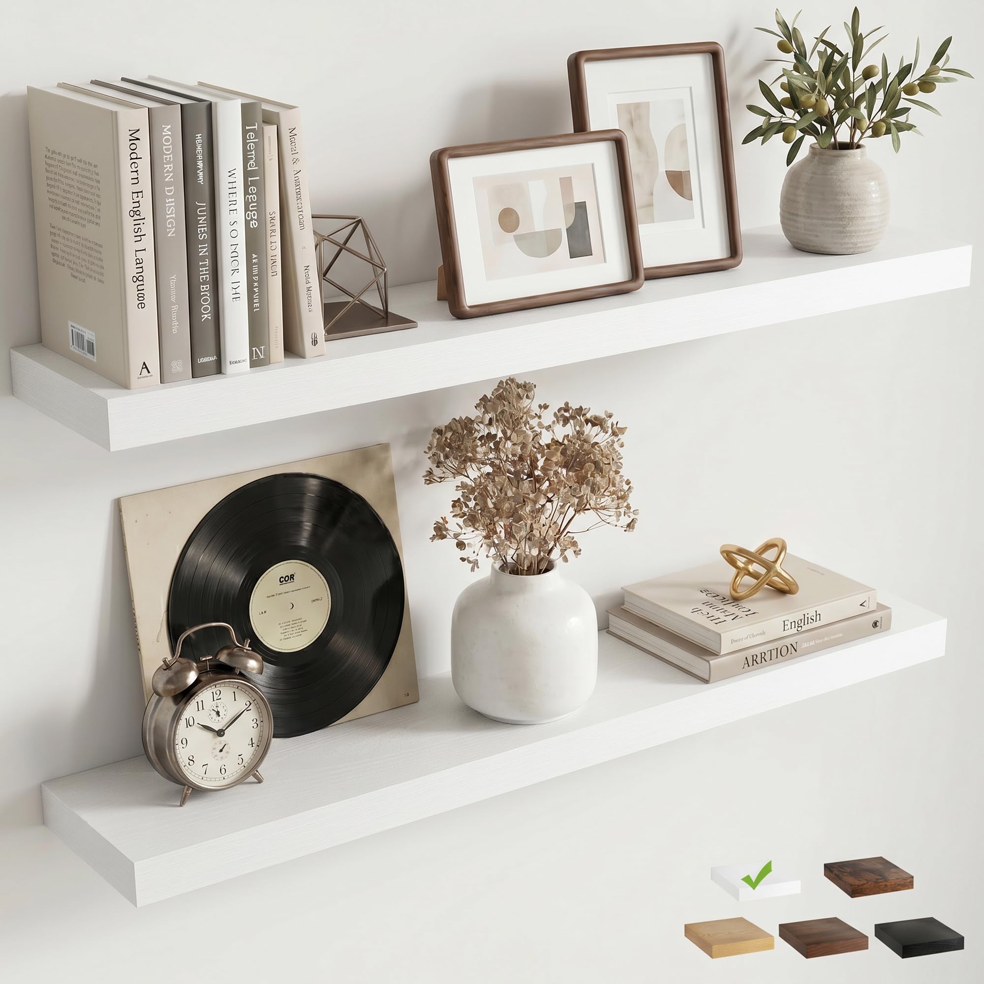 Marsmiles 90cm Floating Shelves, Wall Shelf, Bookshelf, White, 2Pcs