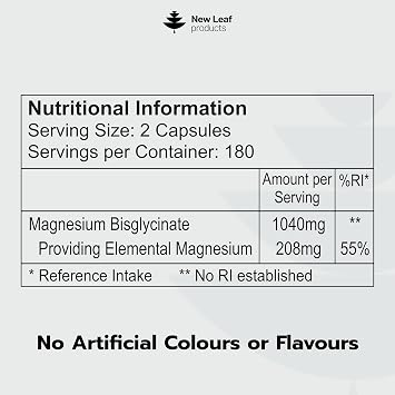Magnesium Glycinate - 360 High Strength Capsules Pure Magnesium - 1040mg Providing 208mg Elemental Per Serving - Bones, Muscle Health, Vegan, UK Made