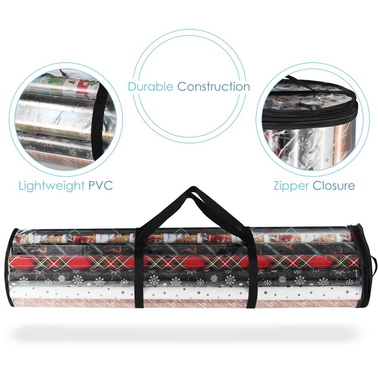 Hearth & Harbor Geschenkpapier-Aufbewahrungsbehälter – Weihnachts-Aufbewahrungstasche mit Innentaschen – Geschenkverpackungs-Organizer für bis zu 36 Rollen à 101,6 cm – reißfester