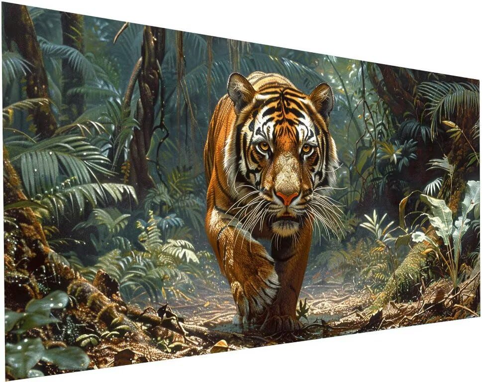 Broderie diamant kit complet tigre 60x120 cm diy peinture diamant décoration maison forêt s-260