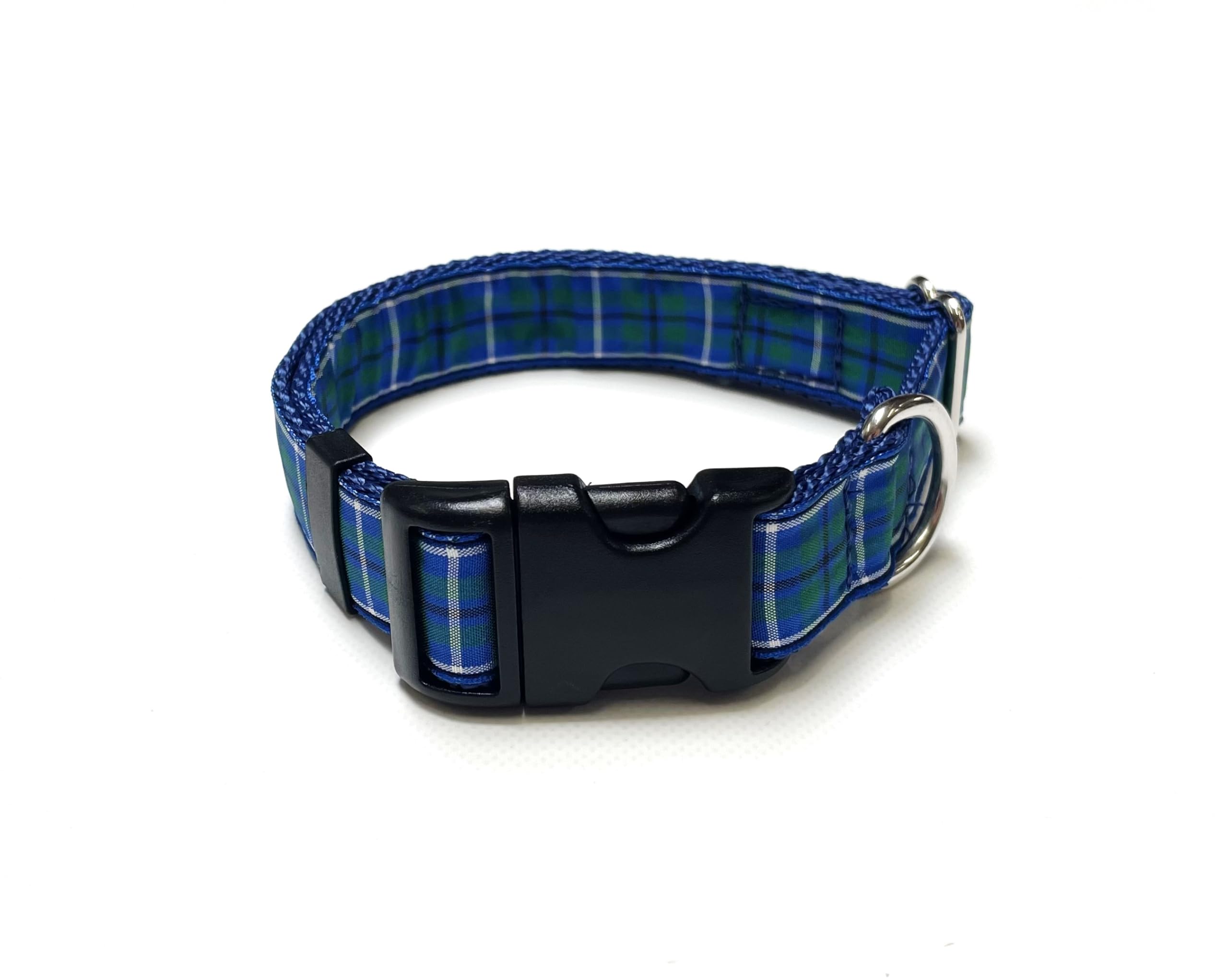 Tartan Dog Collar 25mm Wide Adjustable Comfortable Collar Small Medium Large All Dog Breeds (Small (10" - 16"), 10. Douglas)