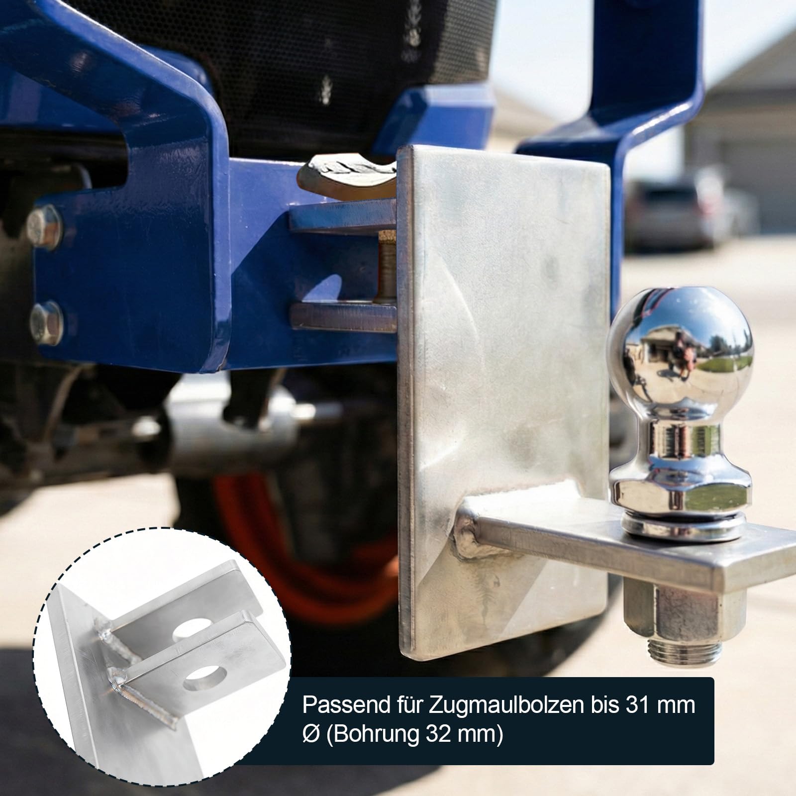 Kugelkopf Anhängerkupplung für Traktor, 50mm Rangierhilfe Zugmaul Kugelkopf Rangierhilfe, Stabile Feuerverzinkte Kombikupplung zur Anhängerführung für Traktor, PKW, LKW & Wohnwagen