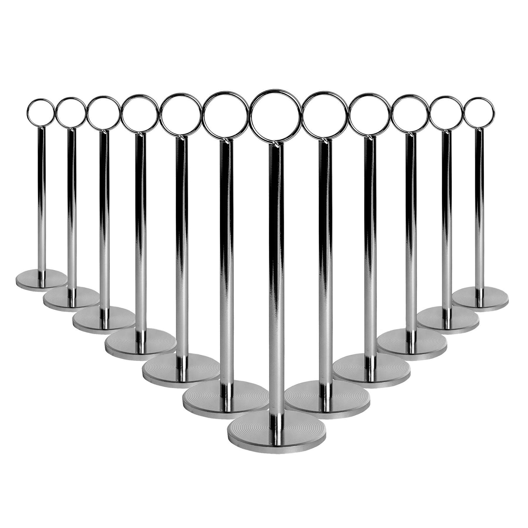 Argon Tableware Table Number Holders - Pack of 12-20cm - Silver Tall Place Card Holder Number Stands for Wedding, Restaurant Menu, Memo, Party, Conference, Celebration
