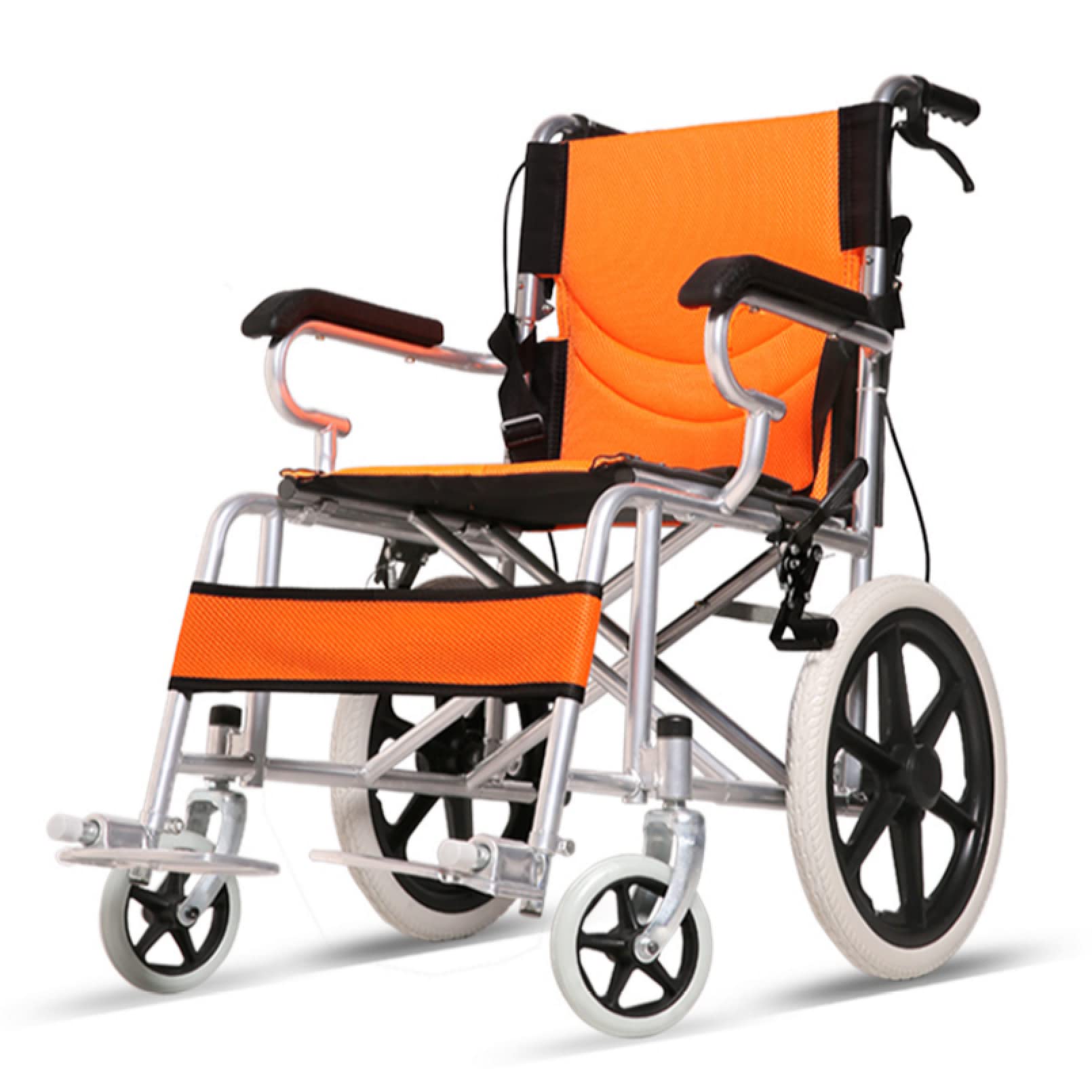 SXSLTSA Attendant-Propelled Household Mobile Portable Wheelchair Portable Steel Travel Chair Mobility Aid with Footrests and Armrests for Elderly and Handicapped