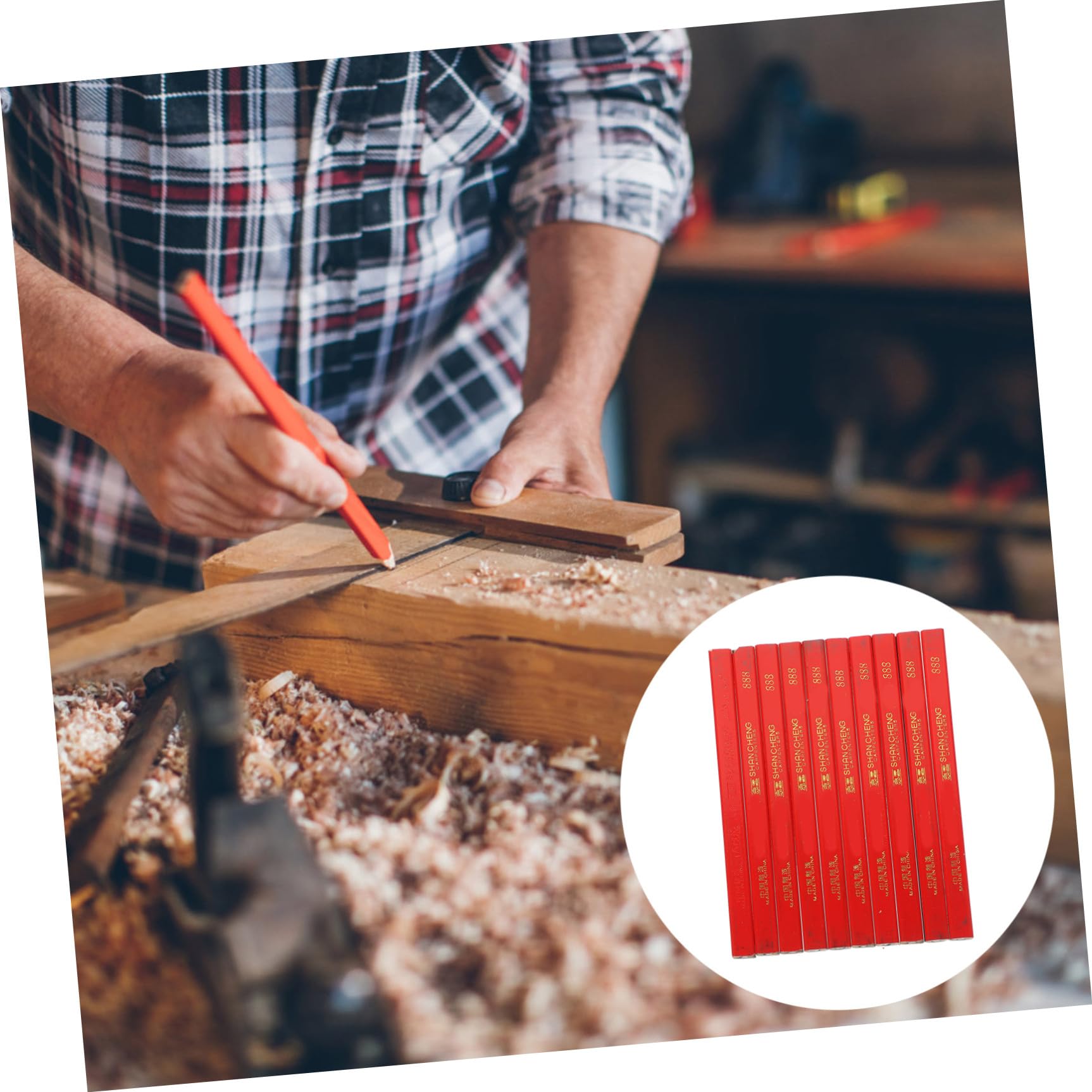 Matite Piatte in Legno 72 Pezzi Per Carpentieri, Marcatore Duro Rosso Antirotolamento Per Lavorazione Del Legno, Set Professionale Per Cantieri e Falegnameria