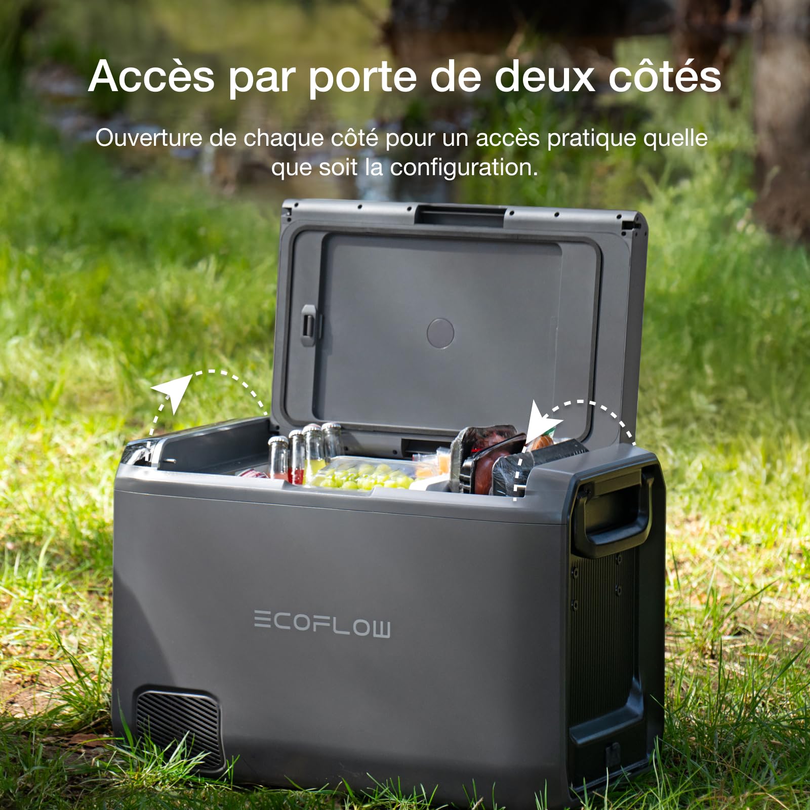 EF ECOFLOW GLACIER Classic 45L réfrigérateur congélateur portable avec batterie de 298 Wh, glacière 2 zone pour voiture, refroidissement autonome 39 h, pour camping, voyages, pêche et hors réseau