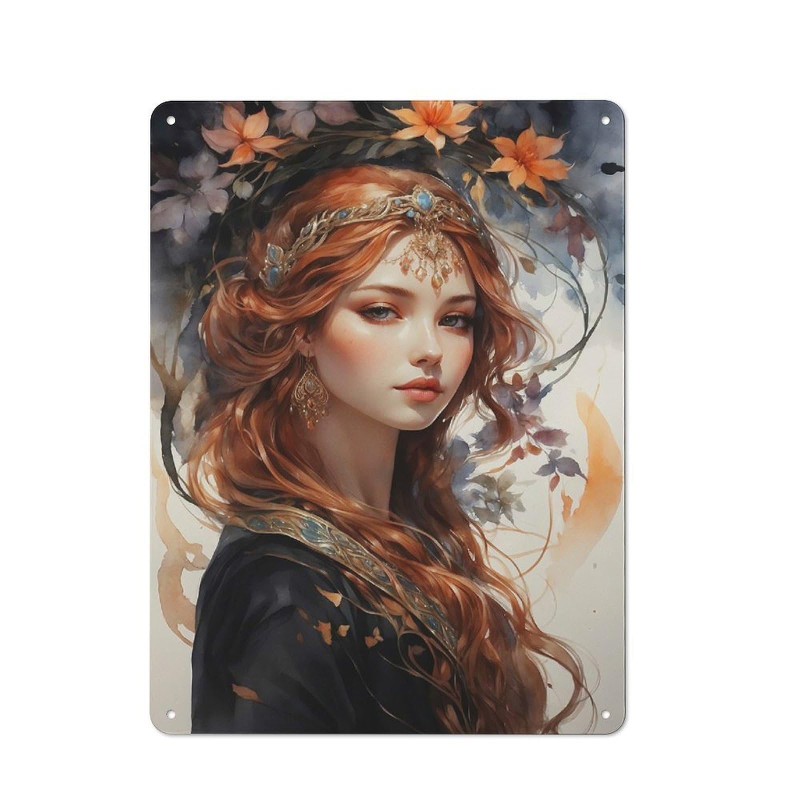 Junmoney Medieval Celtic Queen Retro Metal Wall Sign 40X30cm For Studio Or Craft Room, For Metal Sign Collectors, For Garage And Workshop Walls