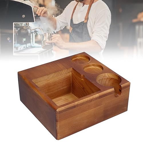 Miniatura 4 de Soporte de manipulación de café expreso con caja de golpeo de café, soporte de portafiltro de madera antideslizante con mango de café, contenedor de