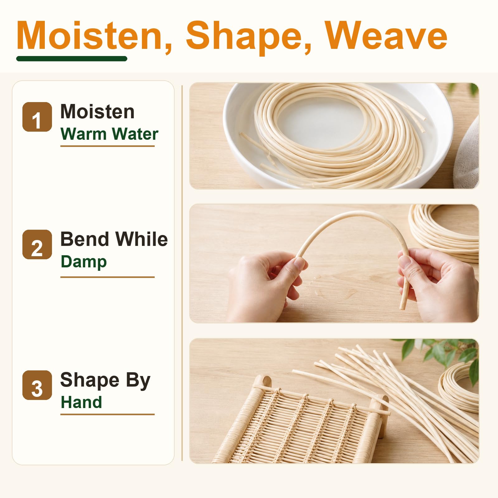 Rattans Naturale Tondo,Materiale di Riparazione,Midollino