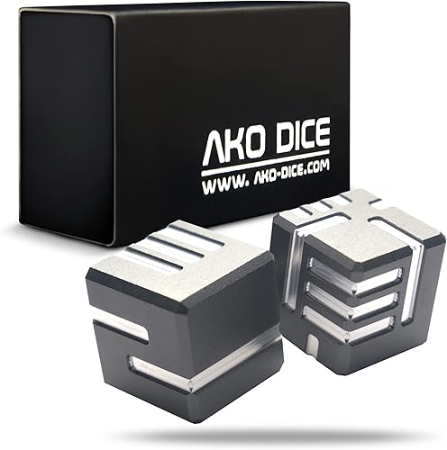 Miniatura 2 de AKO DICE I - Gunmetal - Dados de metal personalizados versión 1 de AKO Dice. Dados de juego D6 de 0.630in con concepto de rediseño.