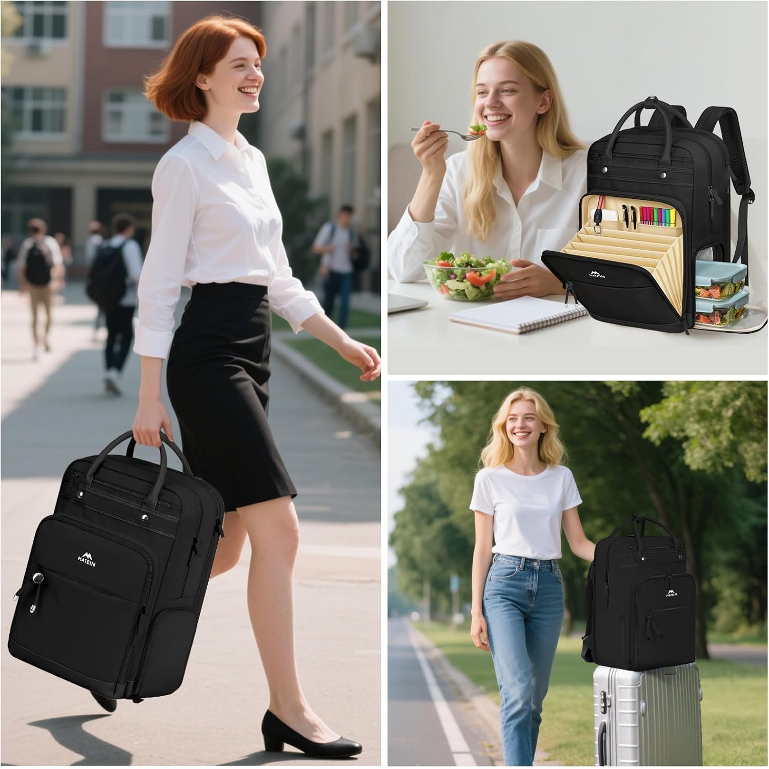 MATEIN Teacher Backpack with Lunch Compartment, 15.6 Inch Lunch Backpack for Men with Organized Pocket, College Laptop Backpacks Meal Prep Bag Gift for Teachers Work Nurse Commute Office