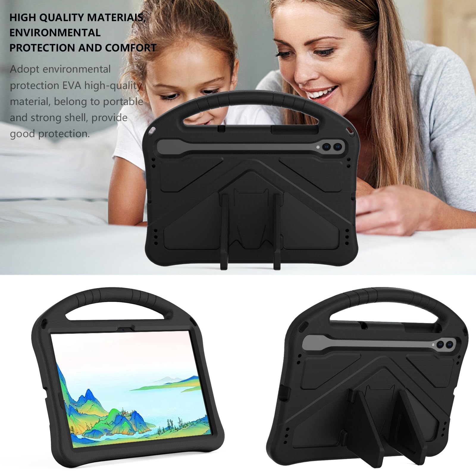 Wytrzymałe etui kompatybilne z Samsung Galaxy Tab S9 11" (2023 X710/X716B/X718U), lekkie etui z tworzywa EVA, odporne na wstrząsy, odporne na wstrząsy, uchwyt, stojak etui ochronne z paskiem na ramię