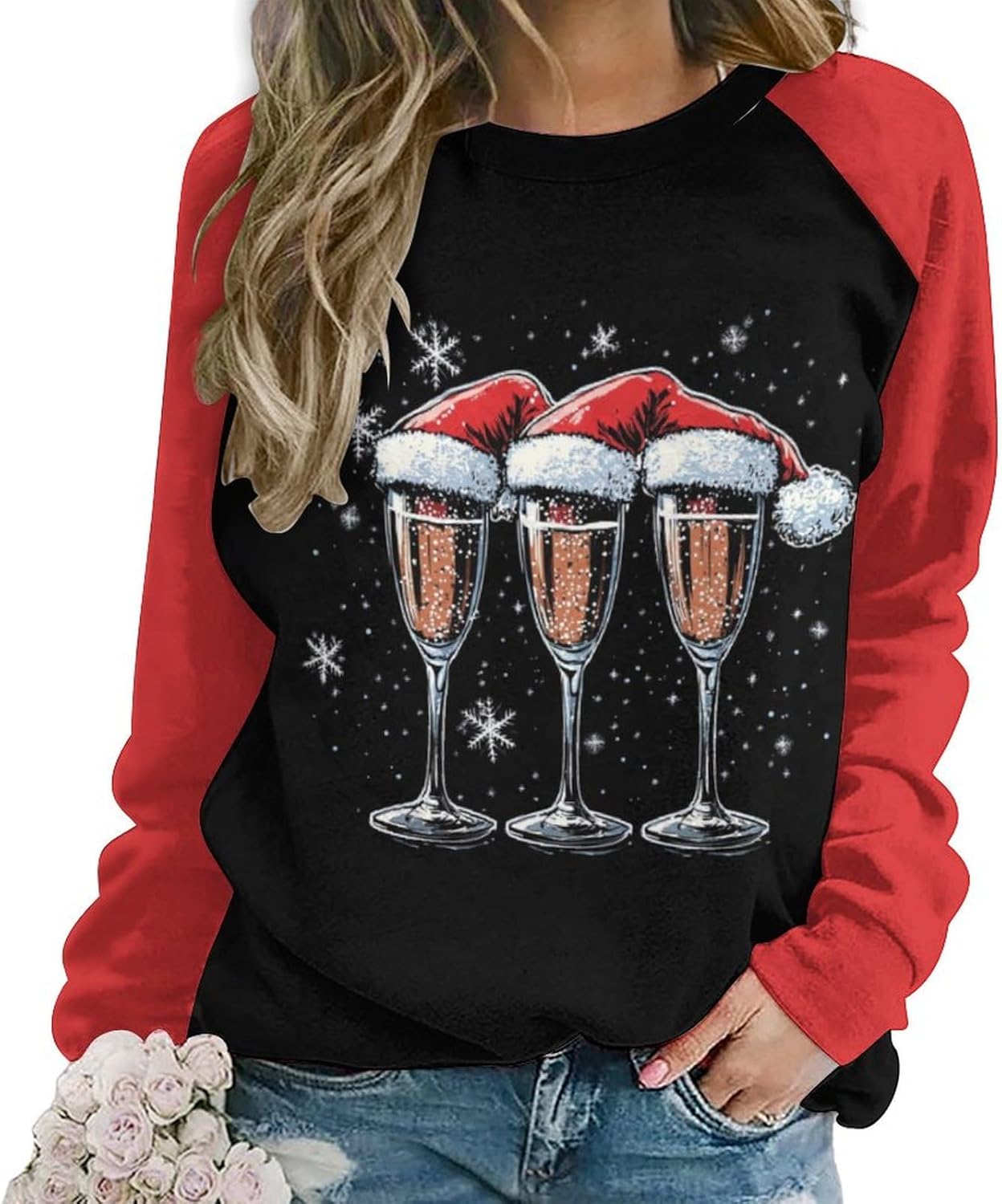 Bengbobar Women Christmas Pullover Sweatshirt Retro Graphic Sweatshirts Crewneck Long Sleeve Vintage Casual Festival Tops