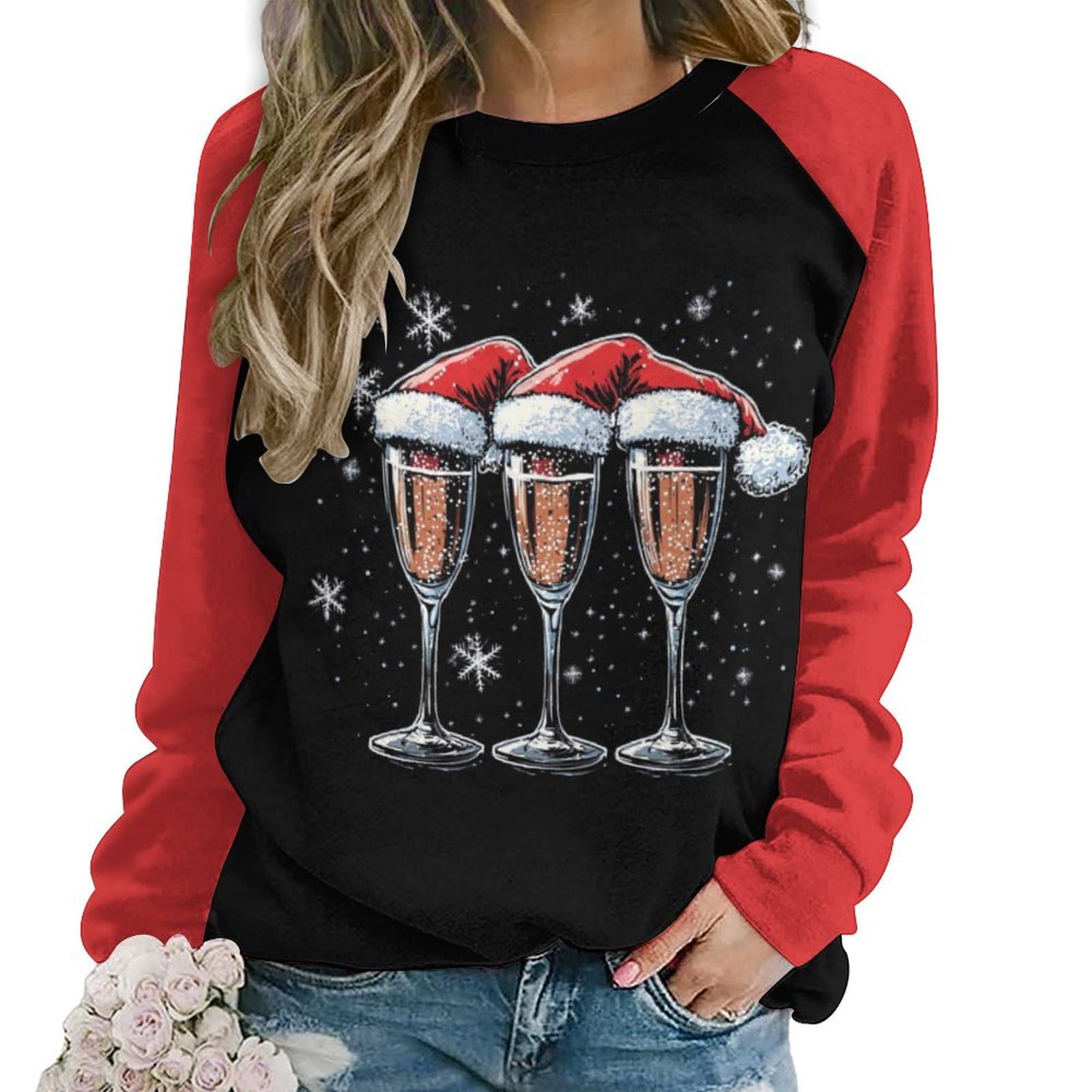 LOAIHA Merry Christmas Sweatshirt for Women Xmas Print Holiday Long Sleeve Christmas Sweater Crewneck Pullover Shirt Tops