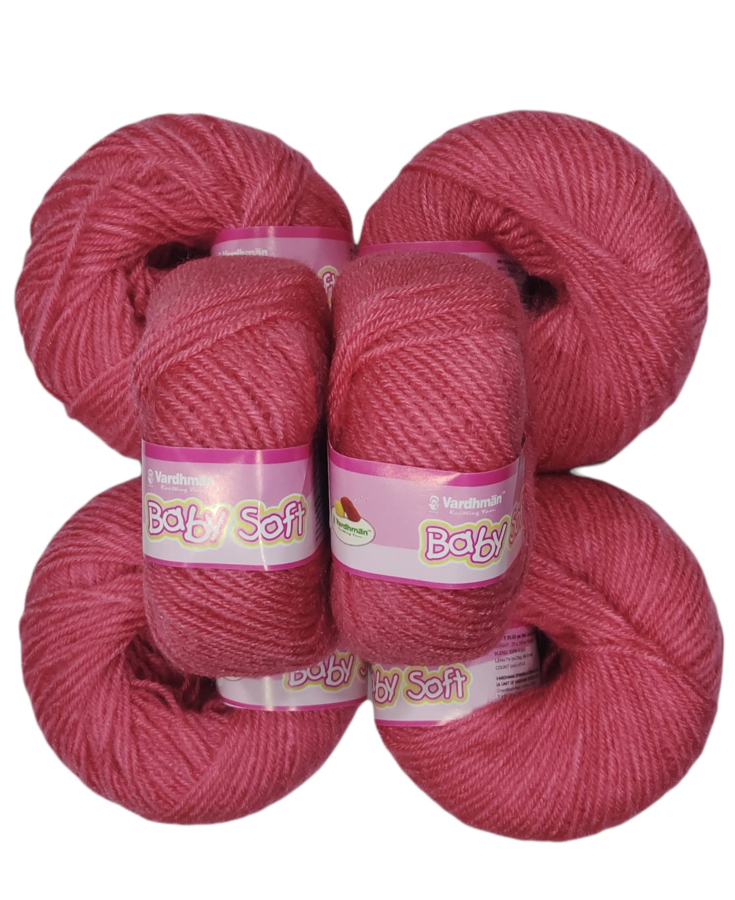 RCBRCB Vardhman Kintting Yarn 100% Acrylic Wool (Rust Pink) (16 PC) Baby Soft 4 ply Wool Ball Hand Knitting Wool/Art Craft Soft Crochet Hook Yarn, Needle Knitting Yarn Thread Dyed Shade no-14