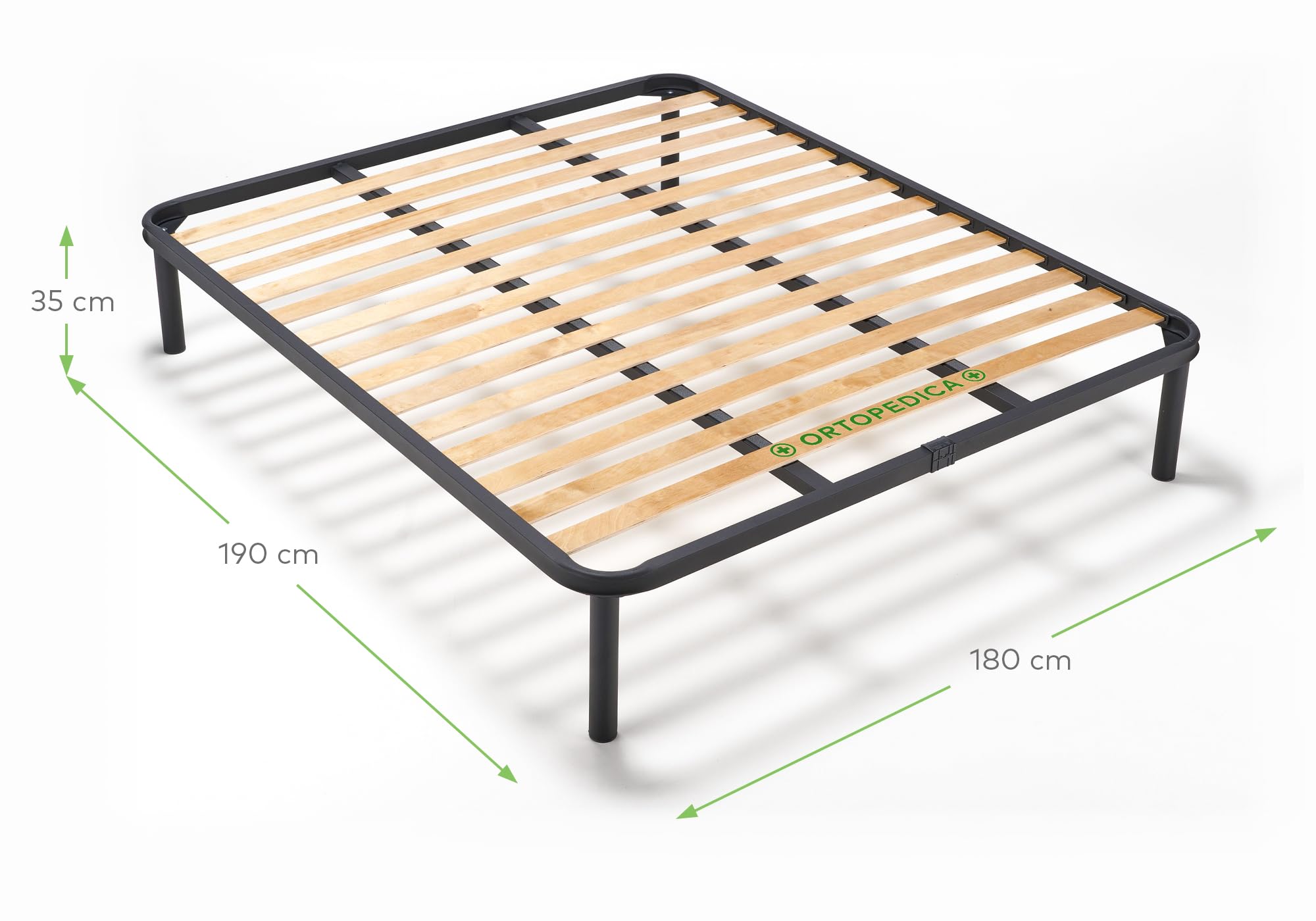 EVERGREENWEB - Sommier Double 180x190 cm lit à Lattes orthopédique, résistant avec Structure en Fer avec Lattes en Bois Naturel, Base encastrable Idéal pour Tous Les Types de Lits et Matelas