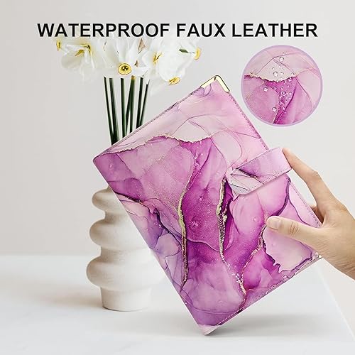 Miniatura 5 de Carpeta A5 recargable de piel sintética con 6 anillas, cubierta para cuaderno para papel de relleno A5, cubierta de planificador personal de hojas