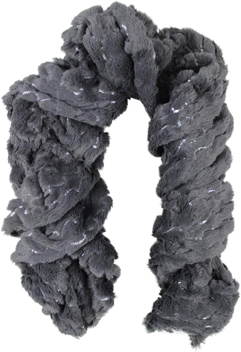 Faux Fur Neck Warmer, Muffler, Stole, Scarf & Scarves for Winter Season Accessory for Women (Grey)