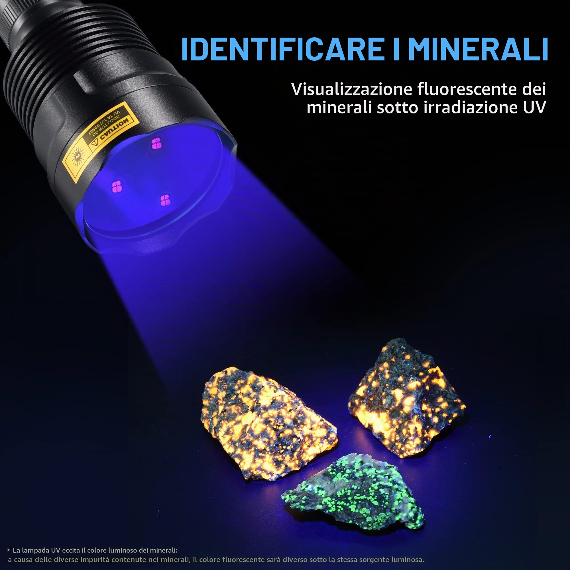 DARKBEAM UV Torcia 365nm Ultravioletta Luce Nera, Lampada di Wood Portatile | 36W Potente Blacklight Ricaricabile USB per Rilevare di urina animale domestico, Perdite, Minerale, Vetro di Uranio, Resina