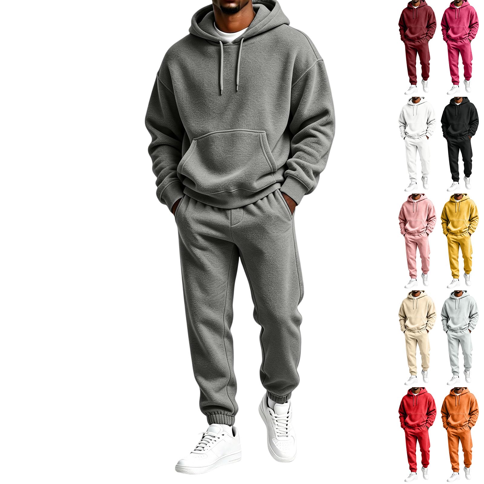 Mens Sweatsuits Sets Fleece Hoodies Baggy Sweatpants Jogger Sweatsuit