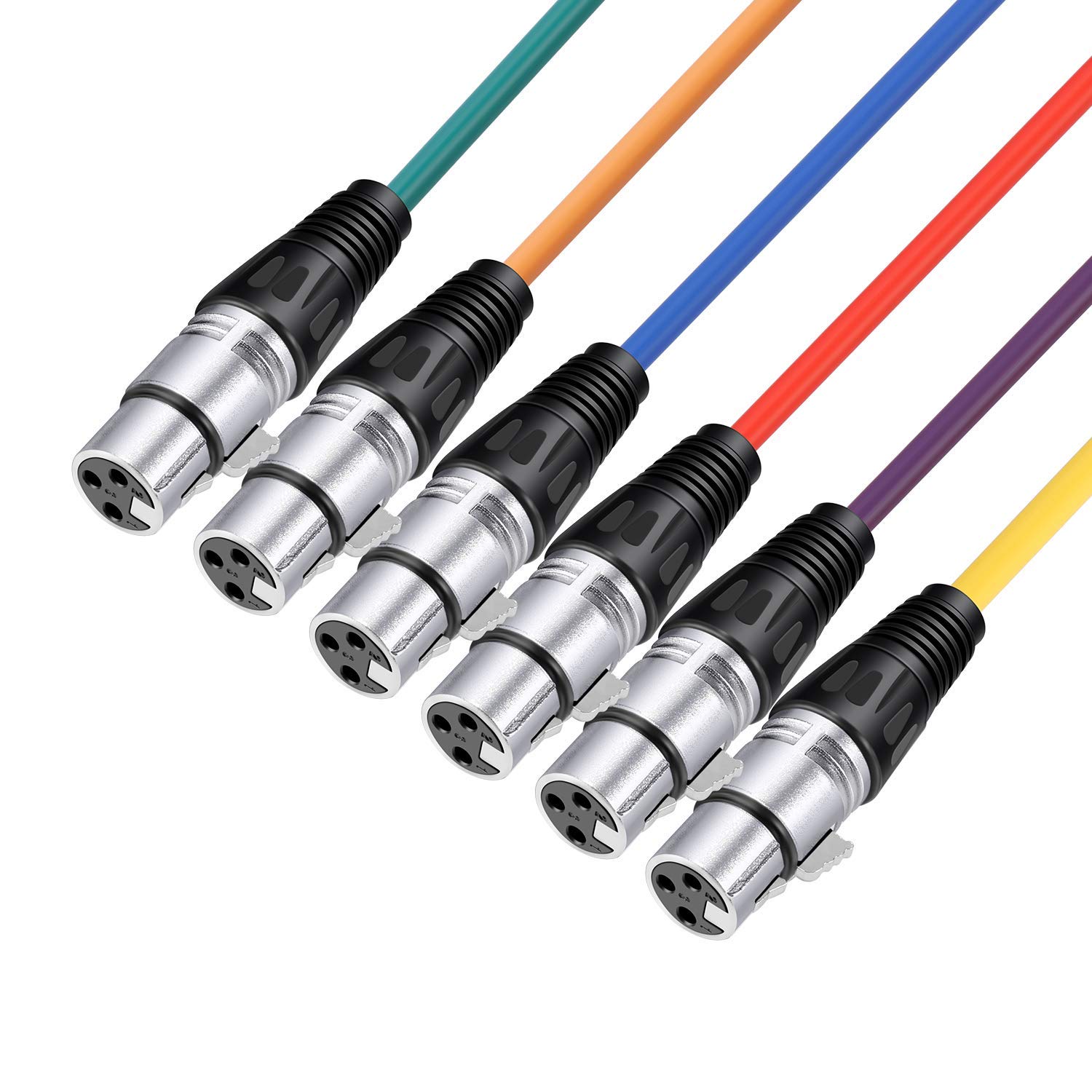 Neewer 6 Pack 3 feet/1m Mic Cable Cord, XLR Male to XLR Female Microphone Audio Colored Snake Cables (Purple/Red/Blue/Orange/Yellow/Green)