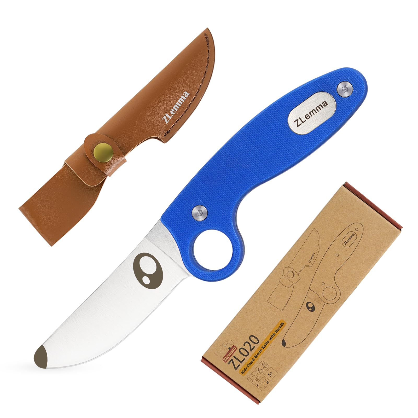 Kindermesser Schnitzmesser und Outdoormesser für Kinder, scharf mit Scheide und Gürtelhalterung, div Farben (Blue)