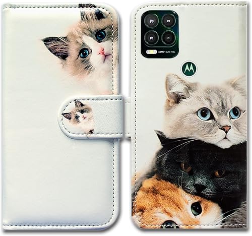 Bcov Funda para Moto G Stylus 5G (no compatible con G Stylus 4G), bonita funda de piel de gato marrón con tapa para Motorola Moto G Stylus 5G 2021