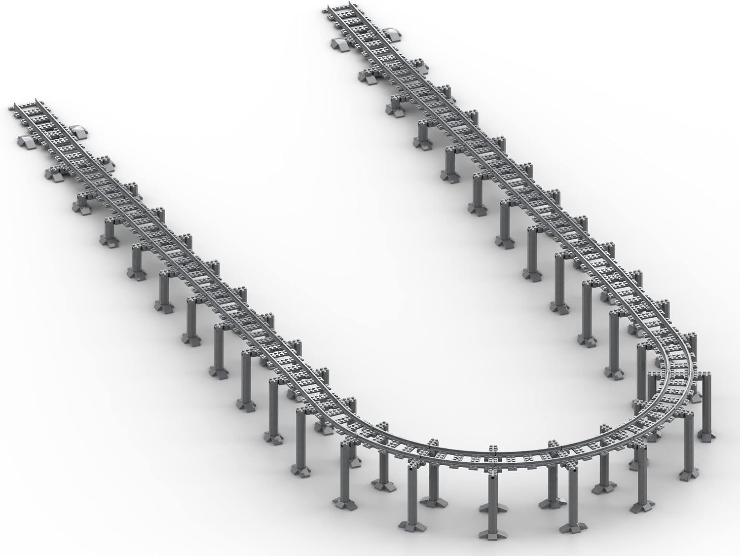 Trixbrix Supports Bundle 2.0 Compatible with Lego City Train Sets, 60197 60198 10277 60205 60238 60337, Gray, 140 cm - Image 5