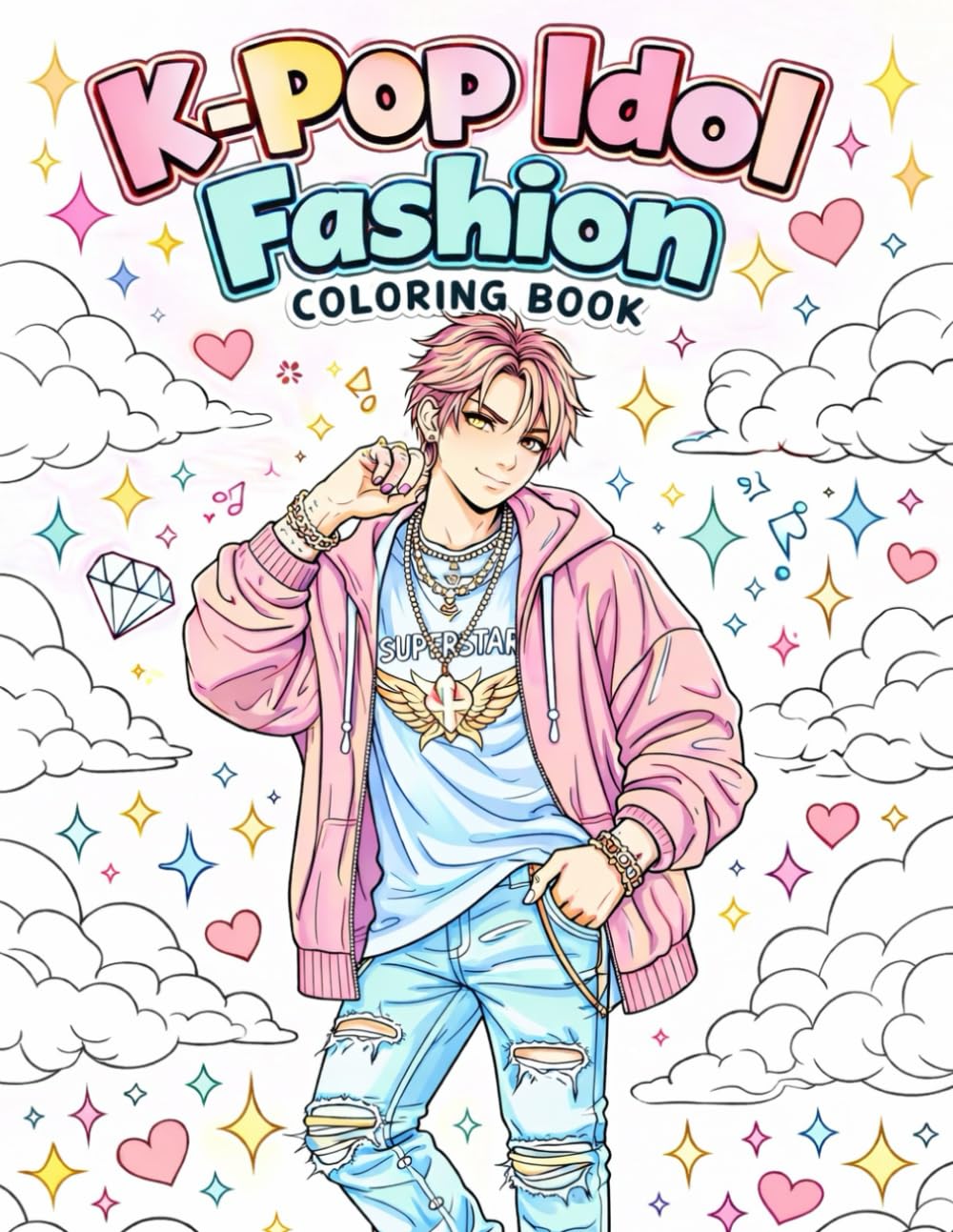 K-Pop Idol Fashion Coloring Book: 50+ Bold & Easy Designs of Stage Outfits & Aesthetic Vibes