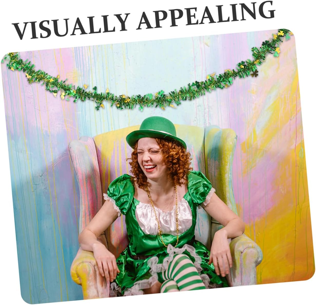 2pcs Patrick's Day Tinsel Garland Decor Hanging Decoration for Festive Parties Lightweight Easy to Install Party Accessories Create Joyful Atmosphere for