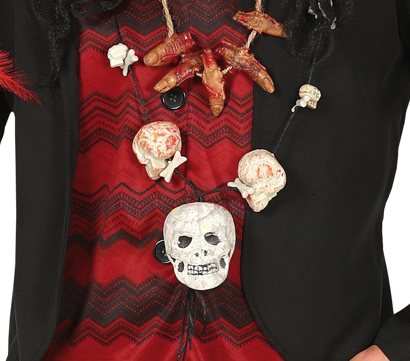FIESTAS GUIRCA | Disfraz de Chamán Voodoo Adulto (54-56/XL) - Chaleco, Chaqueta, Gorro y Pantalón - Disfraces de Brujo y Hechicero para Halloween, Carnaval y Fiestas de Disfraces - Negro y Rojo