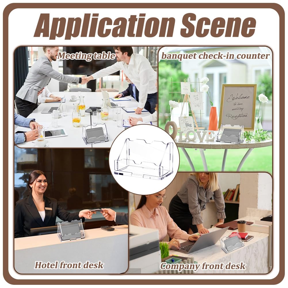 UNICRAFTALE 4 Sets Porte Cartes de Visite Vertical Transparent en Acrylique pour Bureau Présentation Élégante avec 1 Fente Organisateur de Cartes pour Exposition Maison et Bureau 121.5x67.5x70mm