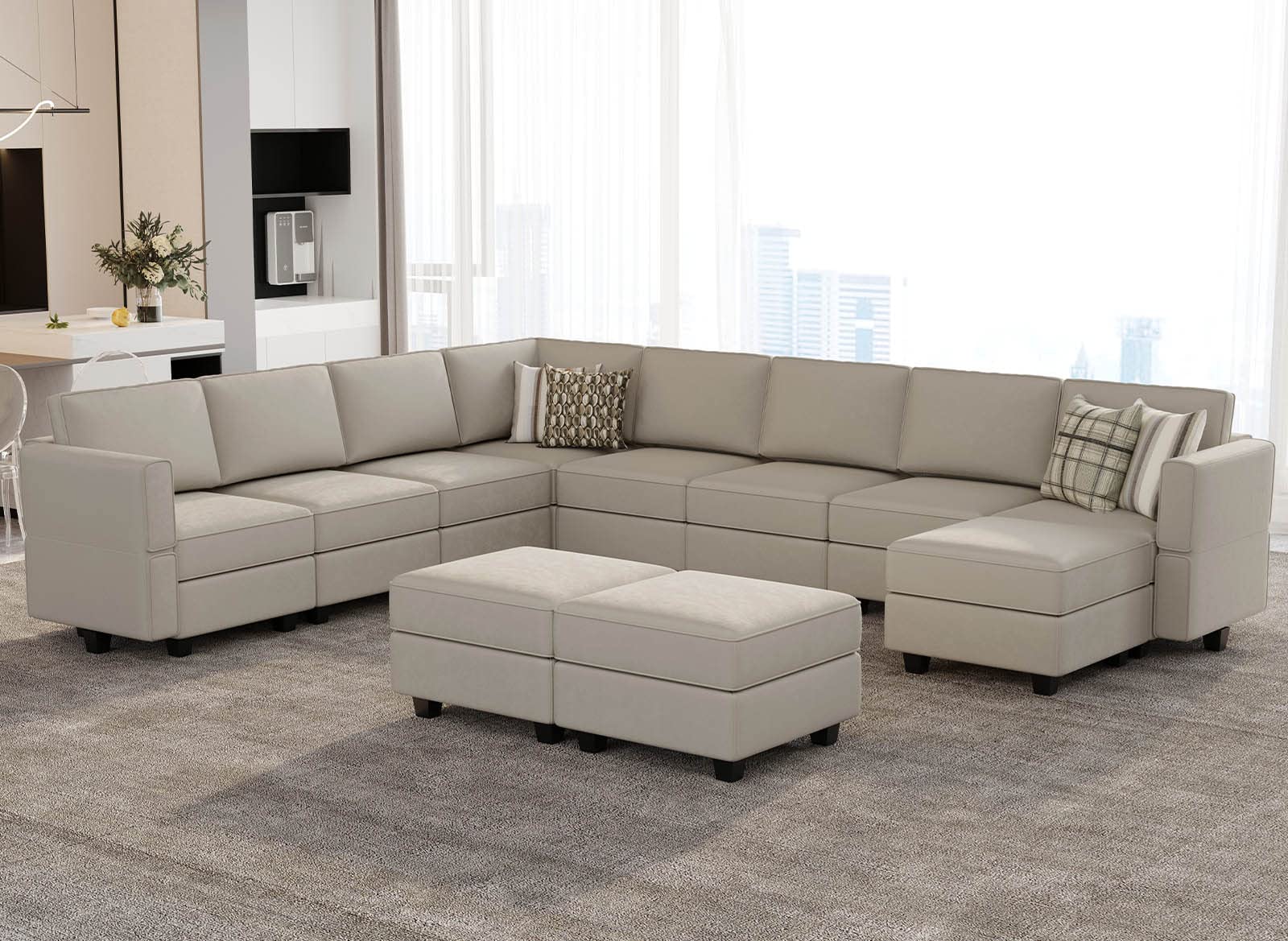 Belffin Modular Sectional Sofa with Storage Seat Oversized U Shaped Couch Velvet Modular Sofa Set with Ottoman Velvet Grey…