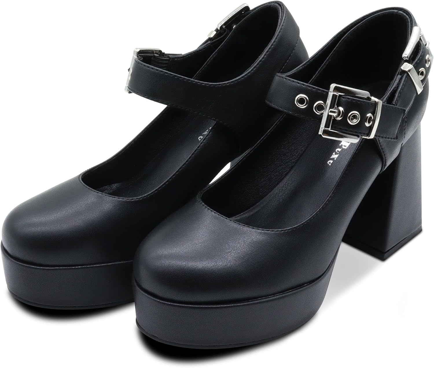 Women's Closed Toe Chunky Platform Block Heels Ankle Strap Goth Mary Janes Shoes - Image 6