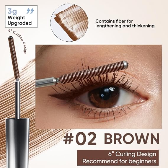 JUDYDOLL Eyelash Beauty Pair- Gentle Remover for Waterproof Eye Makeup | Curling #02 Brown Mascara(3g)+ Gentle Remover