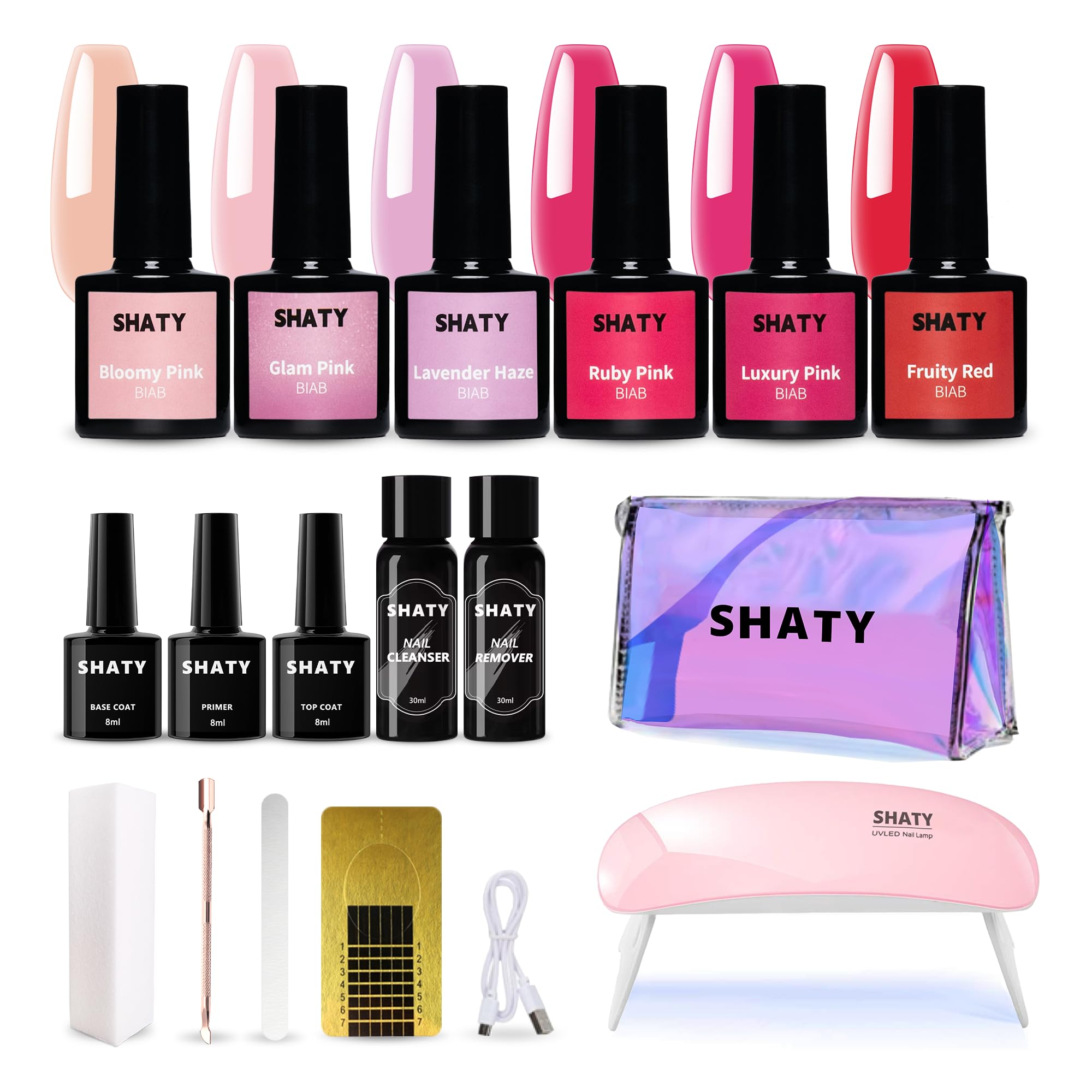 SHATY® BIAB Nagellack Starter Pack - 6 Farben - Builder In A Bottle - Inklusive Bedienungsanleitung