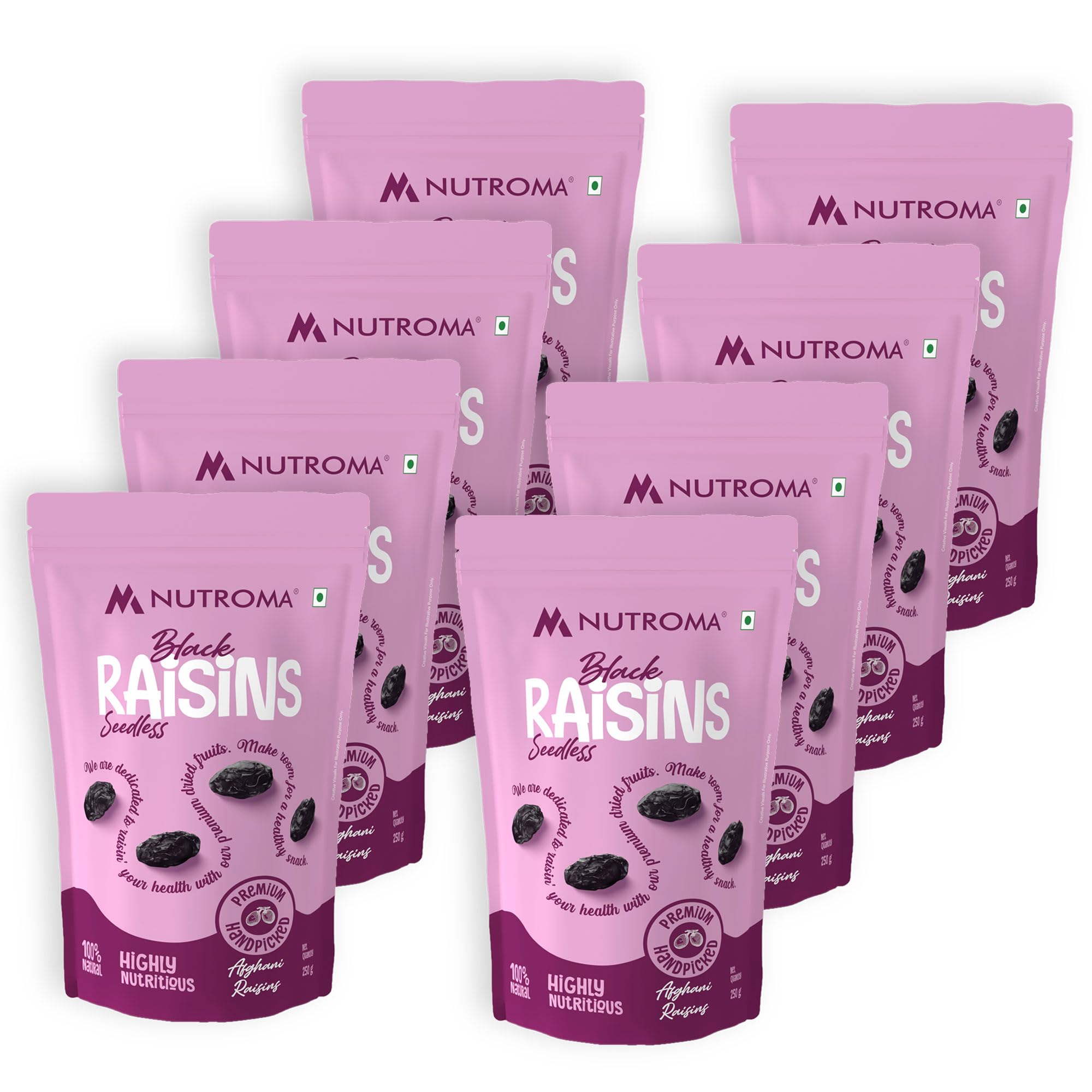 Nutroma Premium Afghani Black Seedless Raisins | Rich in Antioxidant and Iron, Highly Nutritious Snack | Purely Natural, Sweet & Delicious Kali Kishmish | Sun Dried Munakka | 250 gm Pack of 8 (B0CCYGLD4N) Amazon Price History, Amazon Price Tracker