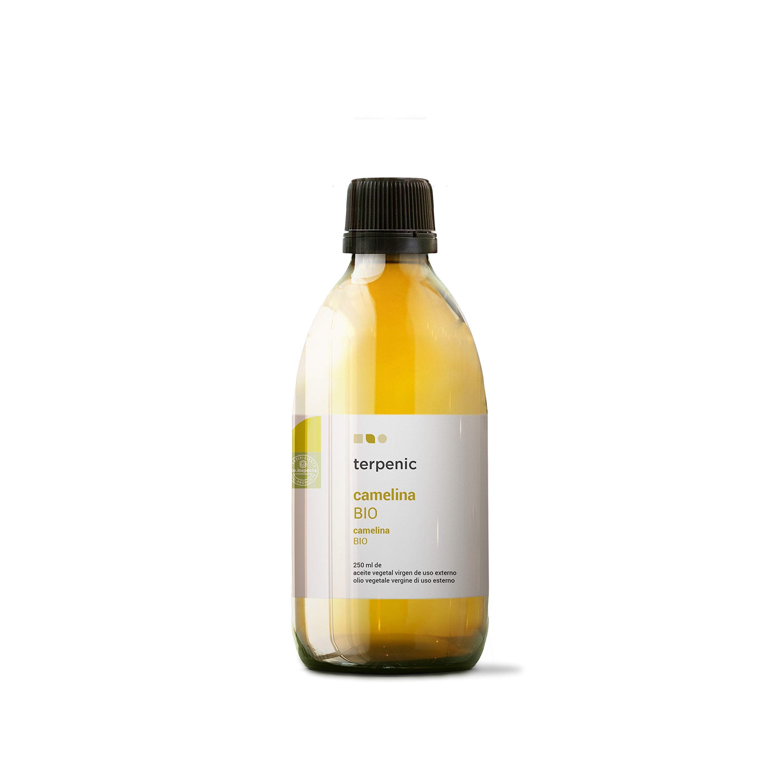 TERPENIC CAMELINA BIO aceite vegetal 250ml. – s’utilise selon les recommandations du fabricant, huile naturelle pour compléter cuisine et soins corporels, contenance 250 ml et facilite la prise en cha
