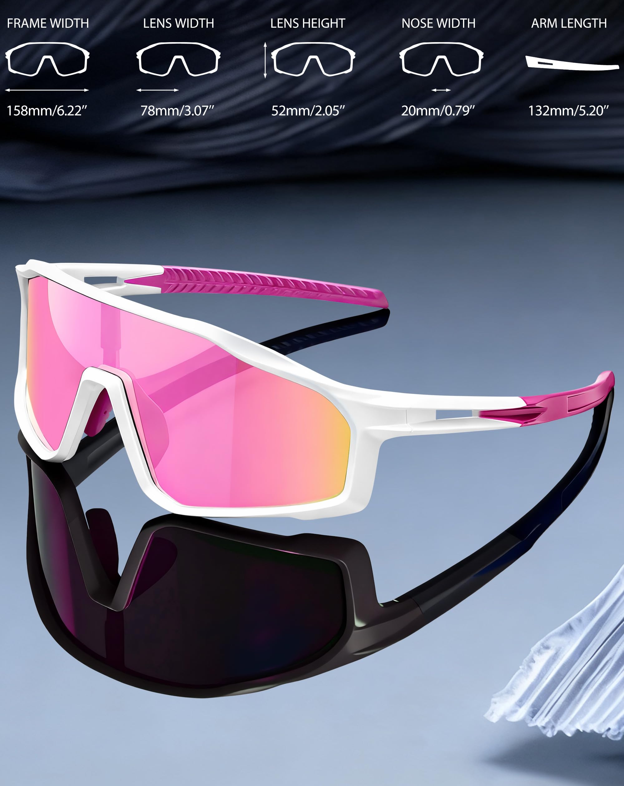 Joopin Occhiali da Sole Sportivi Uomo Donna Polarizzati UV400 Protezione Occhiali da Ciclismo Guida Montagna Pesca Running Trekking