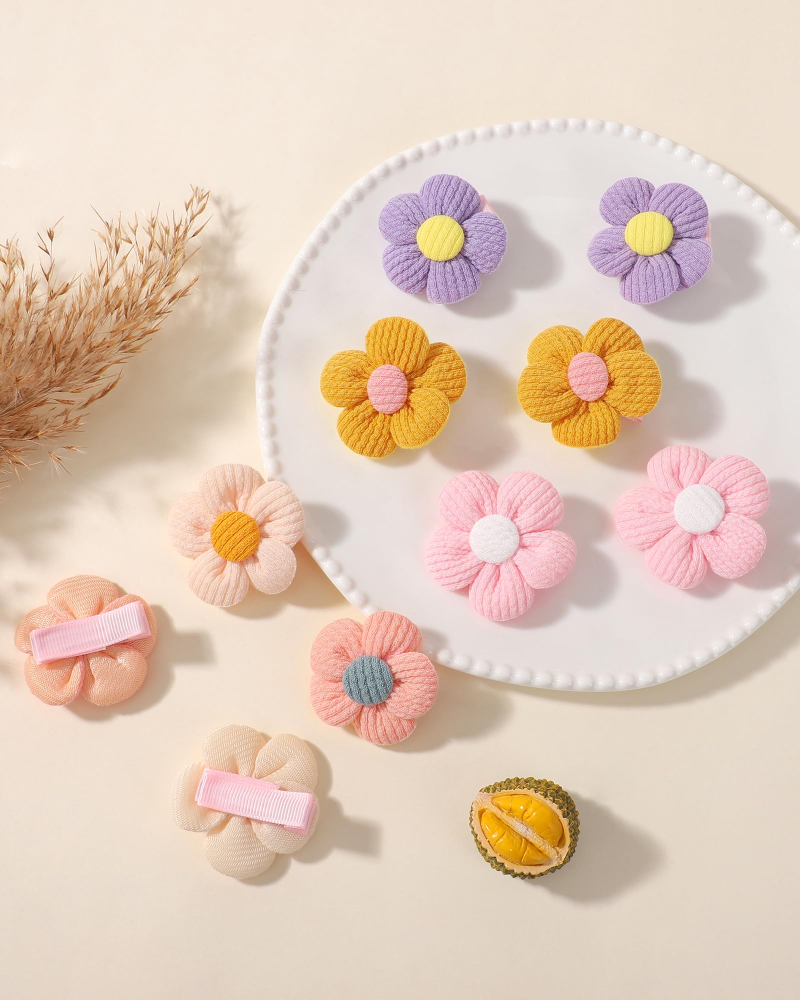 Lot de 12 pinces à cheveux pour bébé - 4,5 cm - Jolies pinces à cheveux antidérapantes et épaisses - Accessoires pour cheveux floraux pour nourrissons et tout-petits - Couleur claire