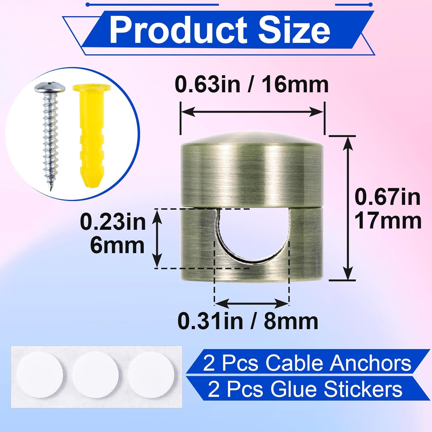 2Pcs Cord Clips for Desk Organization, Metal Cable Anchor Management, Adhesive Aluminum Wire Holder, Adjustable Phone Charger Clips for Nightstand Desktop Wall Office Home - Image 3