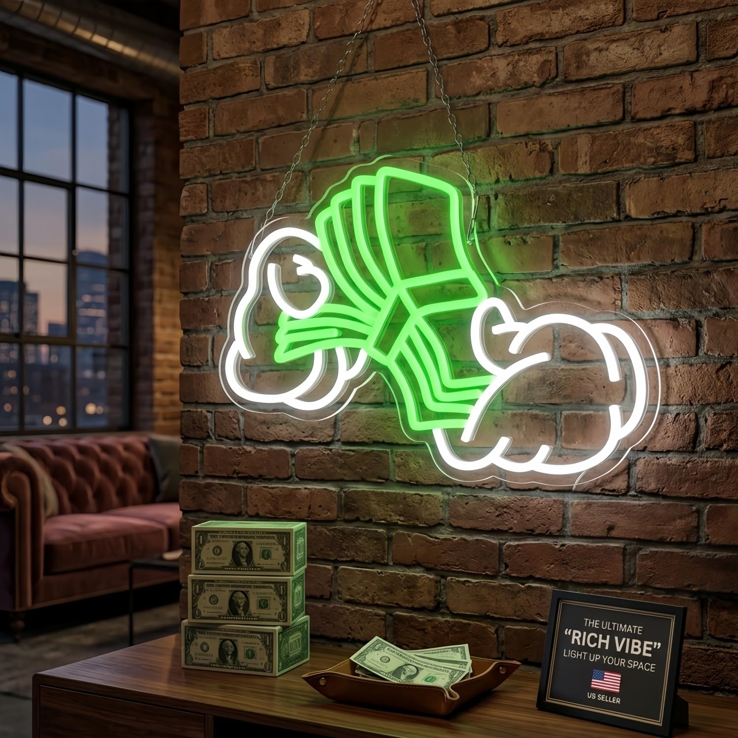 Money Neon Sign, Dollar Neon Sign USB Powered LED Light Decor | Dollar Wall Decor for Bedroom, Game Room, Office, Bar, Party Decoration and Creative Gift
