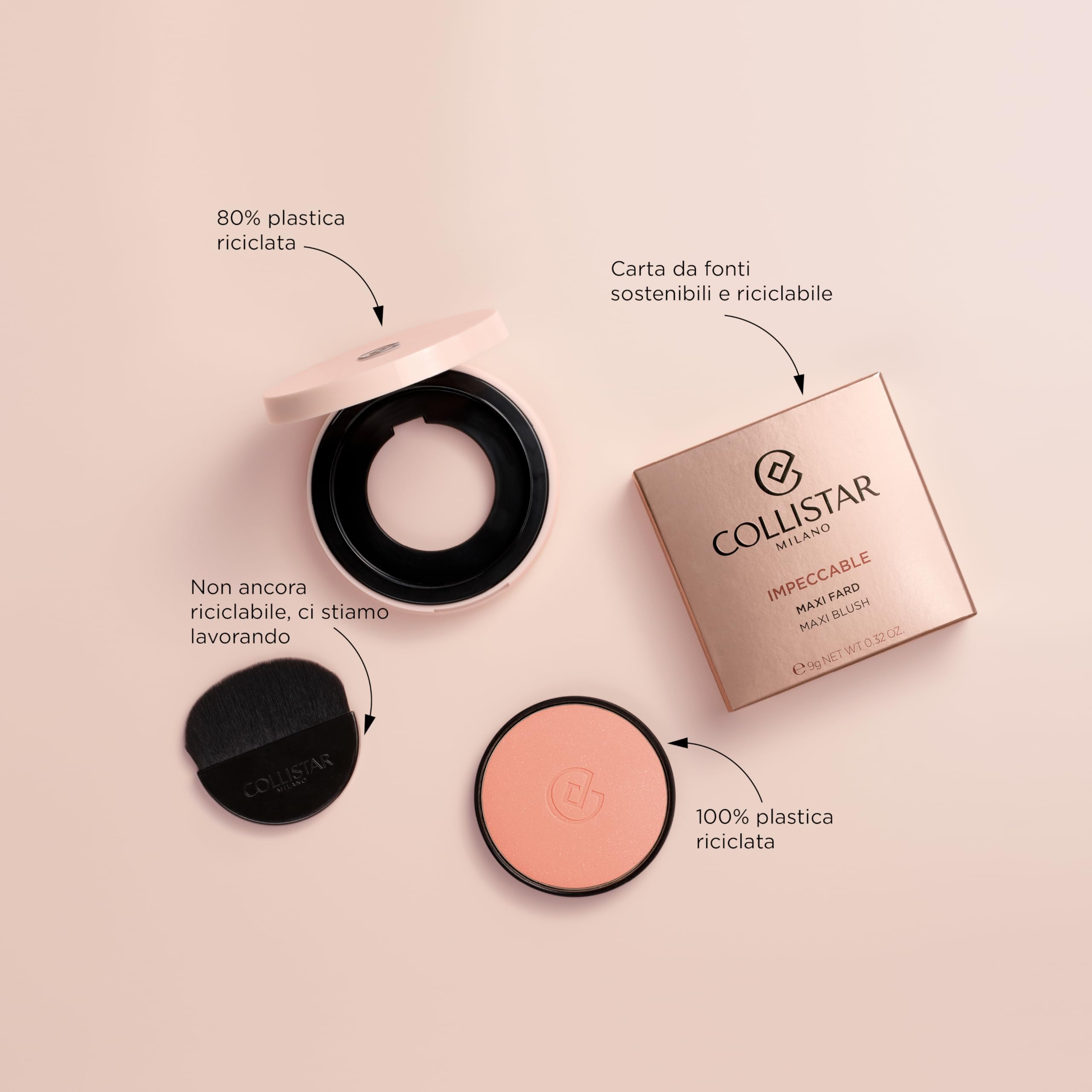 Collistar Impeccable Maxi Fard in Polvere, Lunga Durata, Idratante, Antinquinamento, Anti-Digital Ageing, Refillabile, in 8 Tonalità Intense per un Finish Luminoso, Formato Maxi, n.01 Sabbia, 9 g