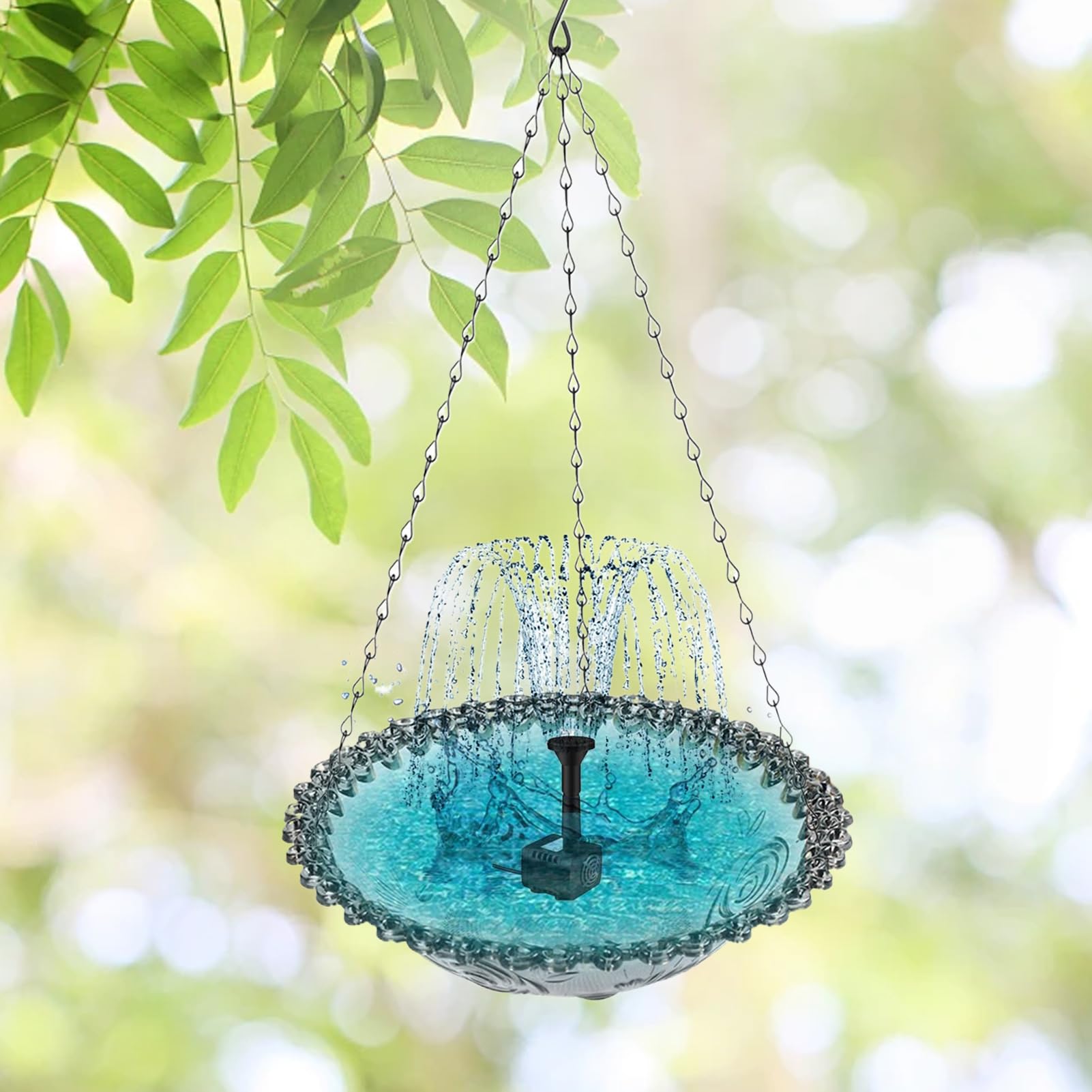 Vasca per uccelli | Fontana solare per uccelli – Mangiatoia da appendere per vasca da bagno per colibrì, giardino, balcone all'aperto, attrazione per la fauna selvatica